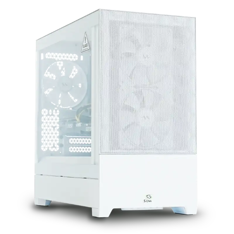 White Computer Case With Glass Side Pannel