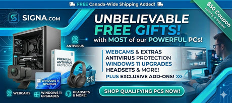 Free items are available with ANY laptop or desktop PC from Signa! - Signa