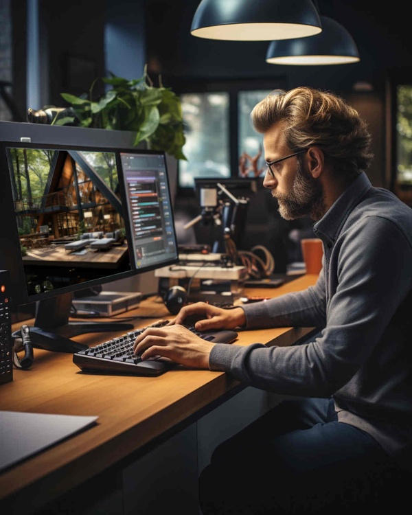 Guy Working On Computer